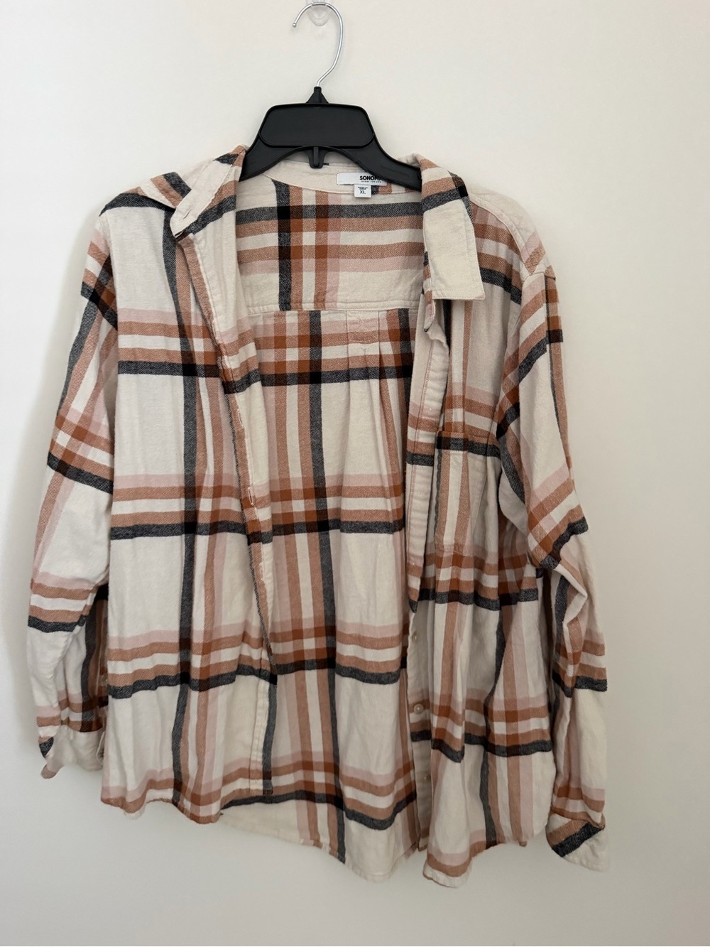 SONOMA GOODS FOR LIFE - Cream & Rust Plaid Button-Up Shirt - Women’s XL